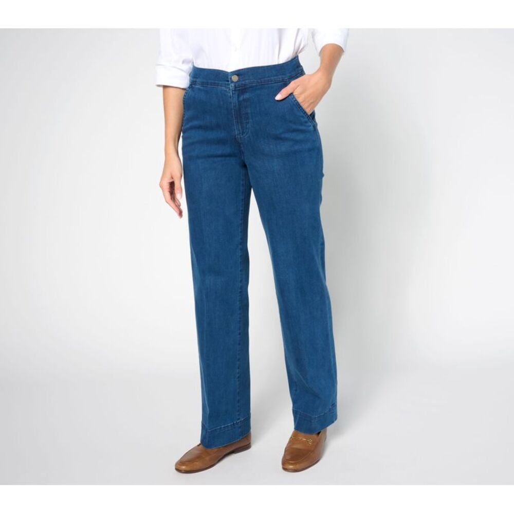 Denim & Co. Women's Pants Sz 16 Tall Signature Indigo Perfect Flex Blue A655140